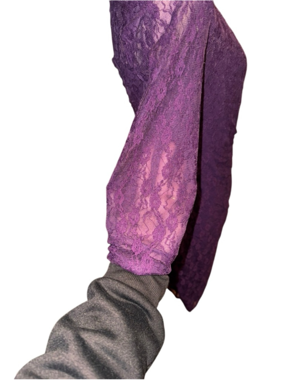 Women's Chaps Purple Lace Long Sleeve Dress M - Picture 3 of 7